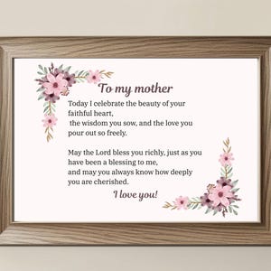 Mom Gedicht, für meine Mutter, Geschenk für Mama, Muttertagsgeschenk, Grußkarte, rosa Hintergrund, rosa Blumen, SOFORTIGER DIGITALER DOWNLOAD