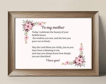 Mom Poem, To My Mother, Printable Gift for Mom, Mother's Day Gift, Greeting Card, Pink Background, Pink Flowers, INSTANT DIGITAL DOWNLOAD