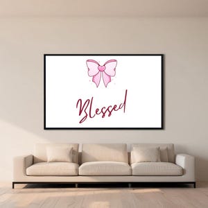 Lazo rosa bendecido imprimible: Arte mural con las Escrituras cristianas (descarga digital)