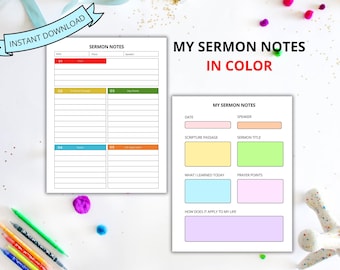Notas de sermones imprimibles para adultos, material cristiano imprimible para adultos, estudio bíblico, hoja de trabajo para el servicio religioso de Young Life, material imprimible para educación en casa.