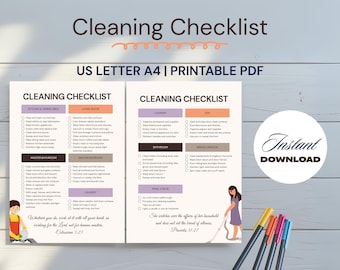 Christian schoonmaakchecklist, klusplanner, klusschema, schoonmaakplan huis, checklist grondige reiniging, schoonmaak van het huis, eenvoudig schoonmaakschema