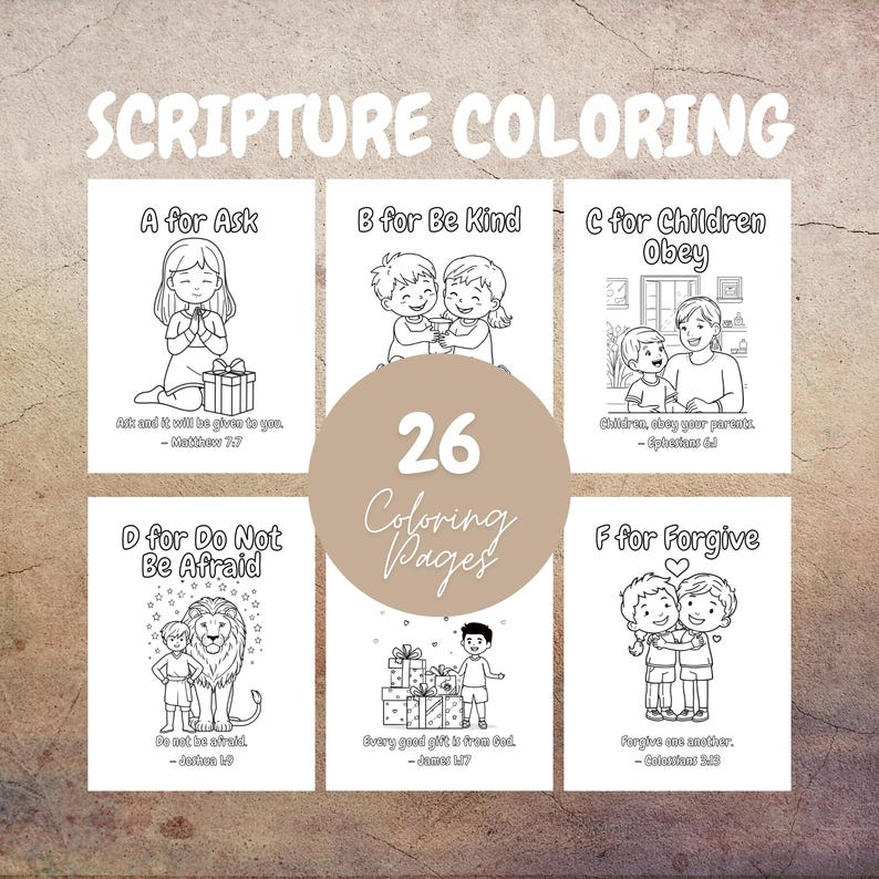 Bible ABC Coloring Pages for Kids – A to Z Scripture Alphabet Coloring ...