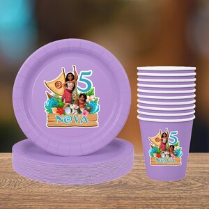 Personalized Moana Party Tableware | Custom Plates & Cups