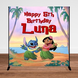 Custom Lilo & Stitch Inspired Backdrop | Personalized Party Decor | Lilo and Stitch Theme Party Decorations