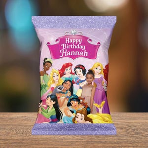 Custom Disney Princess Chip Bags | Personalized Princesses Party Favors