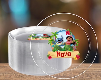 Custom Lilo & Stitch Plastic Plates | Personalized Party Tableware | Kid Birthday Party Decor