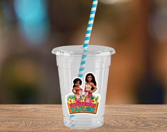 Custom Moana 2Party Cups with Lids & Straws