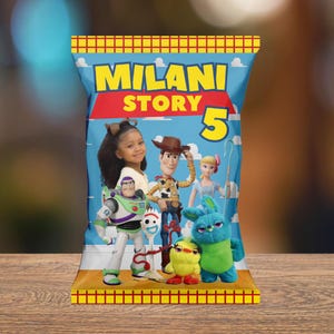 Custom Toy Story Inspired Assembled Chip Bags | Personalized Treat Bags | Toy Cowboy Party Decor | Photo Birthday Party Favor