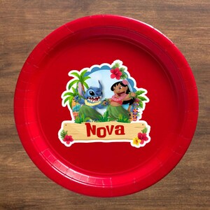 Custom Lilo and Stitch Tableware | Personalized Plates & Cups | Kids Cartoon Party Theme | Personalized Birthday Party Decor