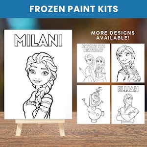 Frozen Inspired Paint Party Kit | Pre-Drawn Canvas with Easel