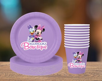Minnie Mouse Bowtique Tableware | Personalized Plates & Cups