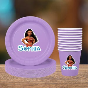 Personalized Moana Party Tableware | Custom Plates & Cups