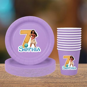 Personalized Moana Party Tableware | Custom Plates & Cups