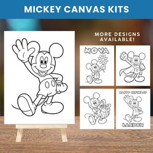 Mickey Mouse Pre-Drawn Canvas Paint Kit | Kids Birthday Party Activity
