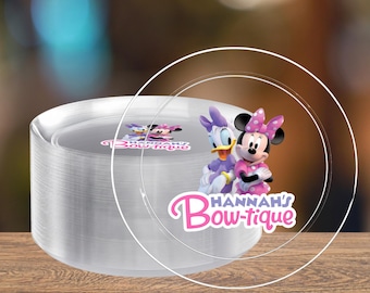 Custom Minnie Mouse Bowtique Plastic Plates | Personalized Party Tableware | Kid Birthday Party Decor