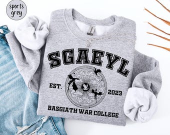 Sudadera de la Escuela de Guerra Sgaeyl Basgiath, sudadera de cuello redondo Fourth Wing de Xaden Riorson, merchandising de Onyx Storm, sudadera Dragon Rider, amante de los libros de fantasía