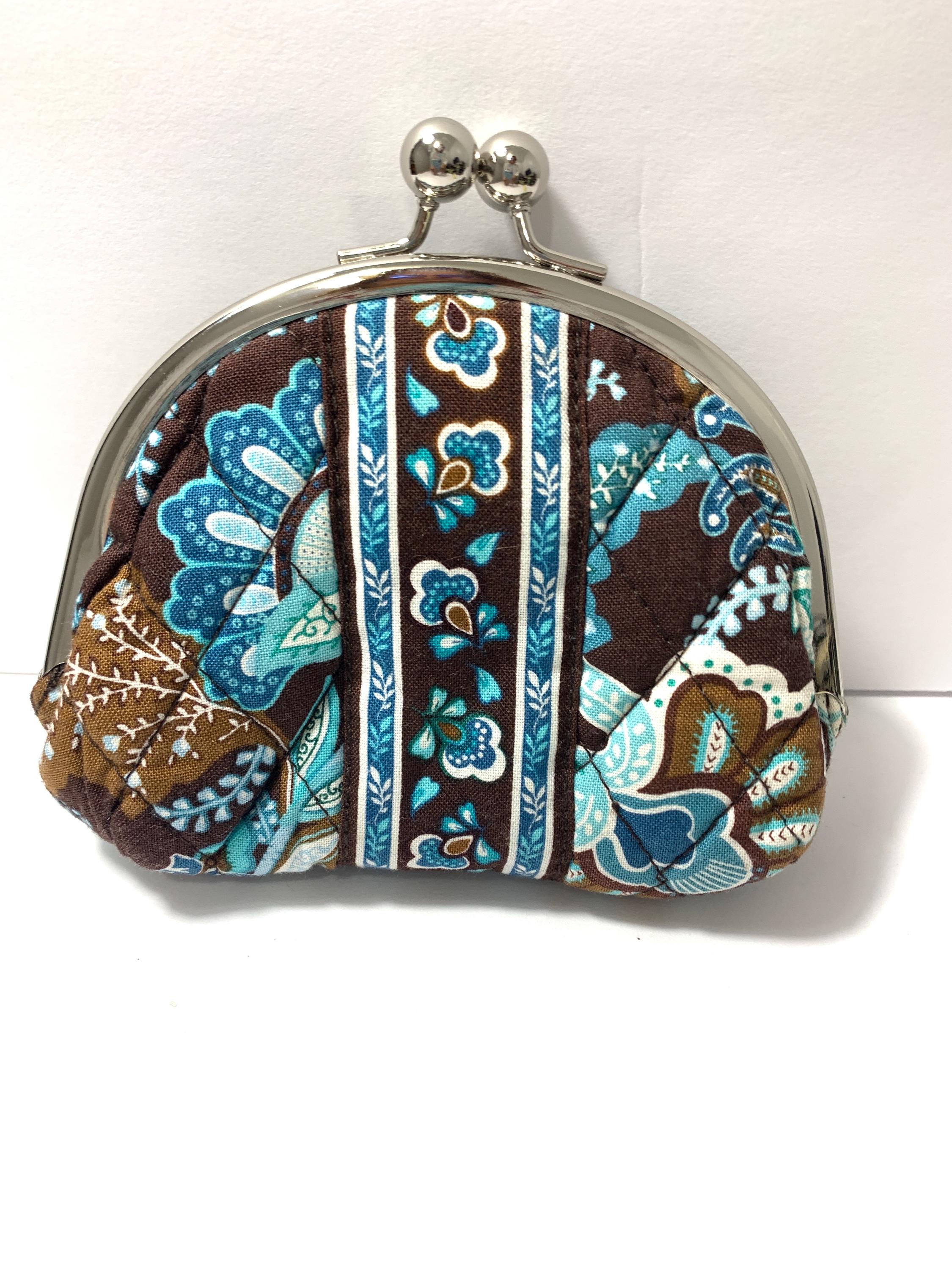 Vera Bradley Retired Java Blue Double Kiss Lock Coin Purse Wallet Etsy