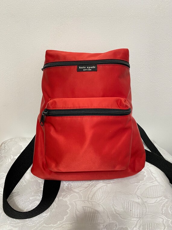 Kate Spade Rare Red Nylon Backpack Bag Etsy