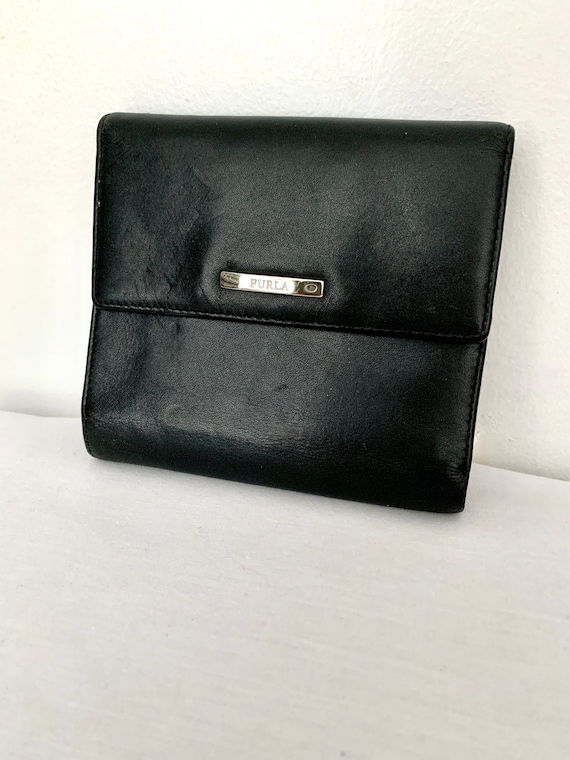Vintage Furla Black Leather Wallet organizer