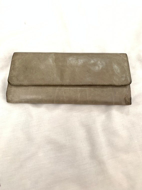 Hobo International Gray Distressed Leather Wallet 