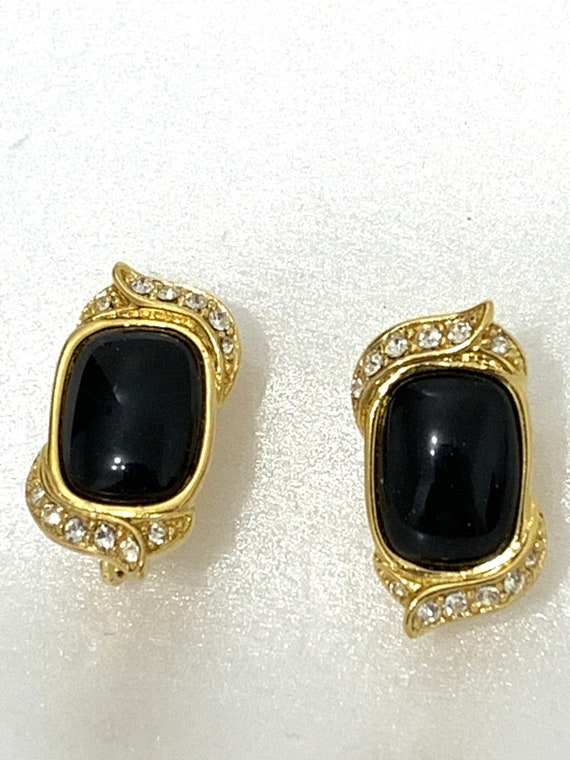 SALE Vintage Trifari Tm Black Lucite Rhinestones … - image 3