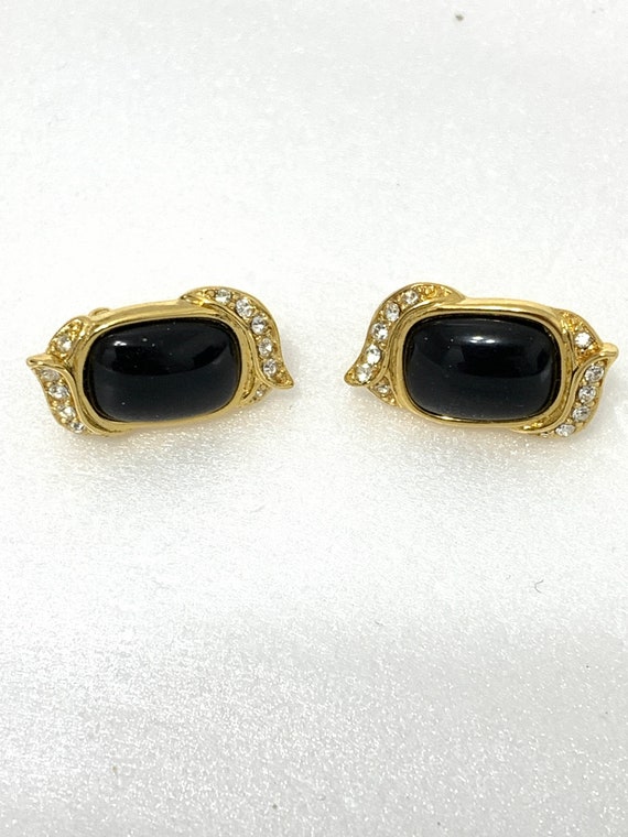 SALE Vintage Trifari Tm Black Lucite Rhinestones … - image 6