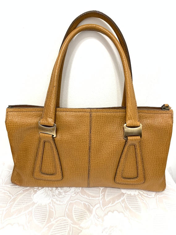 Authentic Tod’s Light Brown Leather Textured Bag … - image 1