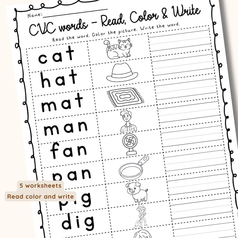 Phonics Worksheets 1st Grade | CVC Words, Word Families, Sight Words ...