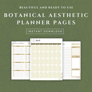 Planificador imprimible de 80 páginas / Diario, semanal, mensual y anual / Estilo botánico y minimalista / Tamaño carta de EE. UU. (PDF) / Descarga instantánea
