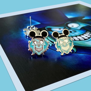 Boîte à chapeaux Boucles d&#39;oreilles fantômes Boucles d&#39;oreilles du manoir hanté Boucles d&#39;oreilles effrayantes Disney