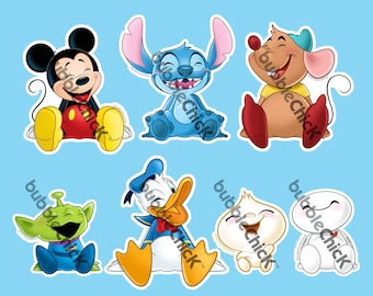 3” or MINI 2" LOL Stickers Laughing Mickey Sticker Stitch Sticker Bao Sticker Baymax Sticker Donald Duck Sticker Gus Gus Sticker LGM Sticker