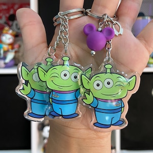 Alien Key Chain Winking Little Green Man Keychain Double-Sided