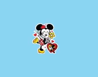 Minnie Mouse Valentine's Day Sticker: Laminated Die Cut Vinyl