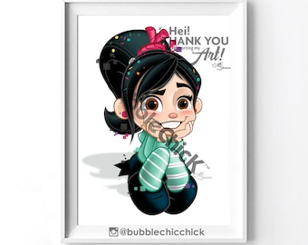 Vanellope Von Schweetz Art Print Sugar Rush Art Print Wreck it Ralph Art Print