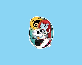 Jack and Sally Vinyl Sticker: Nightmare Before Christmas Fan Art (4 inch)