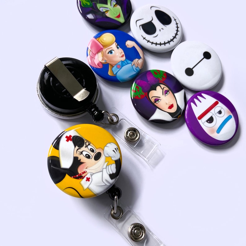 1.5 Disney Image Badge Reel Disney Art Badge Reel Nurse Etsy