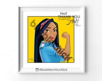 Riveter Print - Pocahontas Print Flit and Pocahonats Riveter Colors of the Wind Print Strong Girl Print