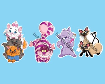 Disney Cat Stickers Aristocats Cheshire Cat Yzma Siamese Cats Si And Am Lady And The Tramp Alice In Wonderland Emperor’s Groove