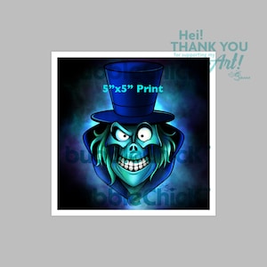 Hatbox Ghost Print | Haunted Mansion Print | Spooky Art Print | Halloween Print | Disney Art Print | Hat Box Ghost Print