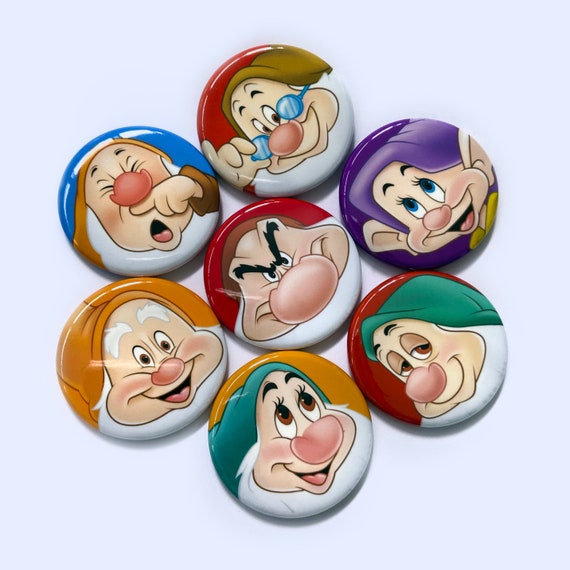 1.5 Seven Dwarf Magnets 7 Dwarf Buttons Snow White Magnets -  Hong Kong