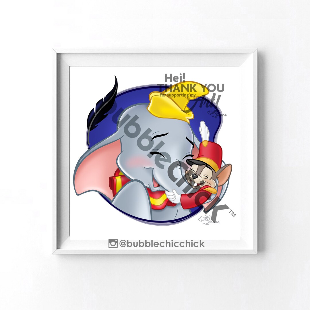 Dumbo Print Timothy the Mouse the Magic Feather Elephant Disney 