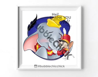Dumbo Print Timothy The Mouse The Magic Feather Elephant Disney Animals