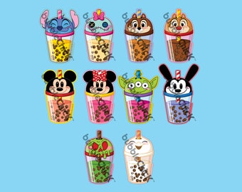 Boba Stickers | Bubble Tea | Oswald Sticker | Stitch Scrump Sticker | Mickey and Minnie Snacks | Chip and Dale