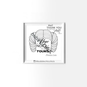 Cytat księżniczki Lei, wydruk artystyczny: lniany karton „Gwiezdne Wojny”