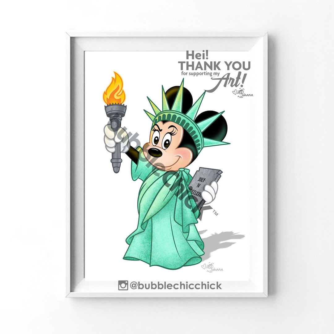 Minnie Mouse Statue of Liberty Minnie Liberty Art Print 8.5x11 Etsy