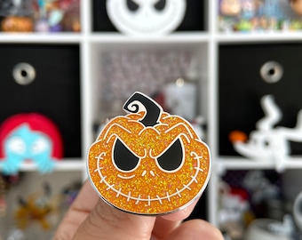 Jack Pumpkin Hard Enamel Pin: Silver Pumpkin King