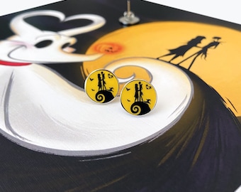 Moonlight Earrings Jack and Sally Earrings Nightmare Before Christmas Earrings Jack Skellington Earrings Zero Earrings