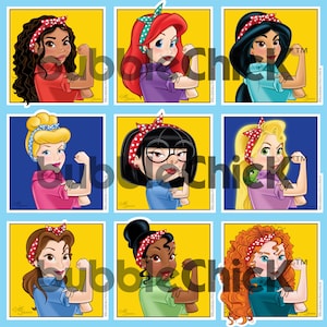 Riveting Gals of Disney Stickers Edna Sticker Ariel Sticker Rapunzel Sticker Belle Sticker Tiana Sticker Moana Sticker
