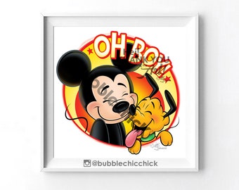 Mickey Mouse and Pluto - From an Original Disney 1970s Magazine in