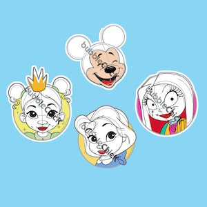 Animator&#39;s Edition Stickers | Mickey Sketch Sticker | Belle Sketch Sticker | Sally Sticker | Tiana Sketch Sticker | Laughing Mickey Sticker